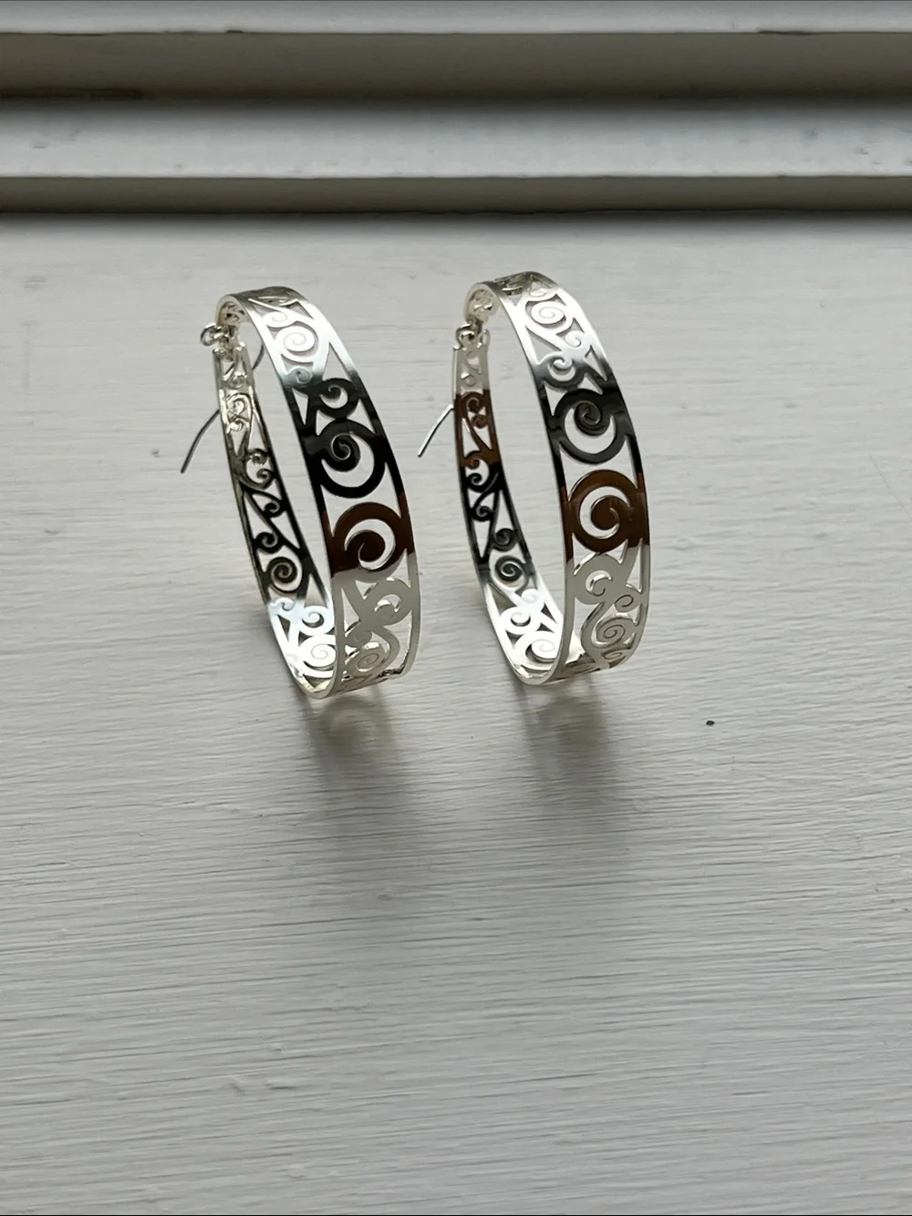 Silver Filigree Hoop Earrings - Women Jewelry